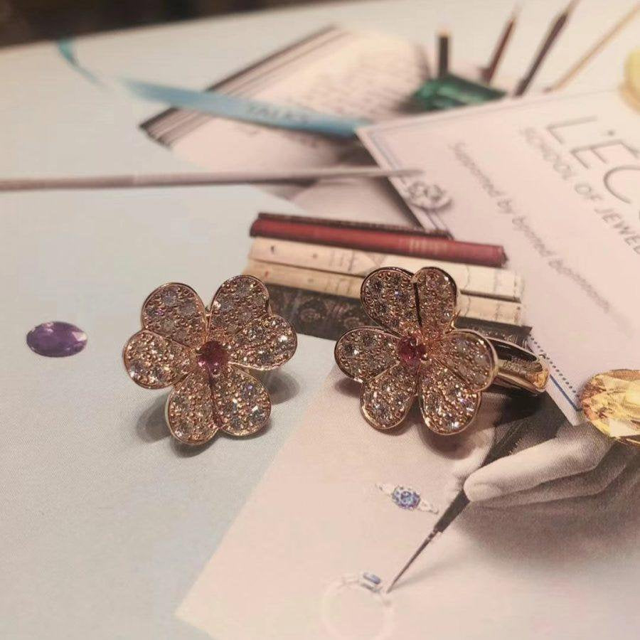 [Aurora]FRIVOLE PINK GOLD FLOWER DIAMOND EARRINGS