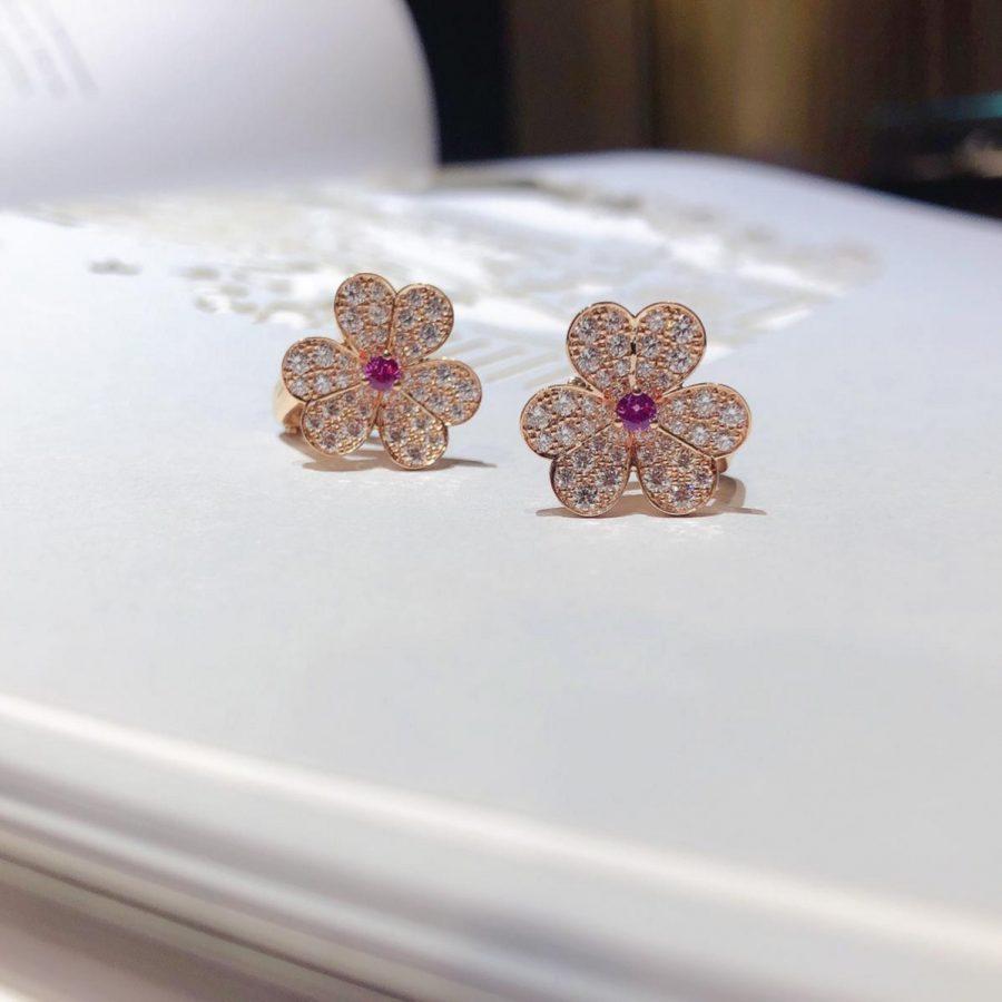 [Aurora]FRIVOLE PINK GOLD FLOWER DIAMOND EARRINGS