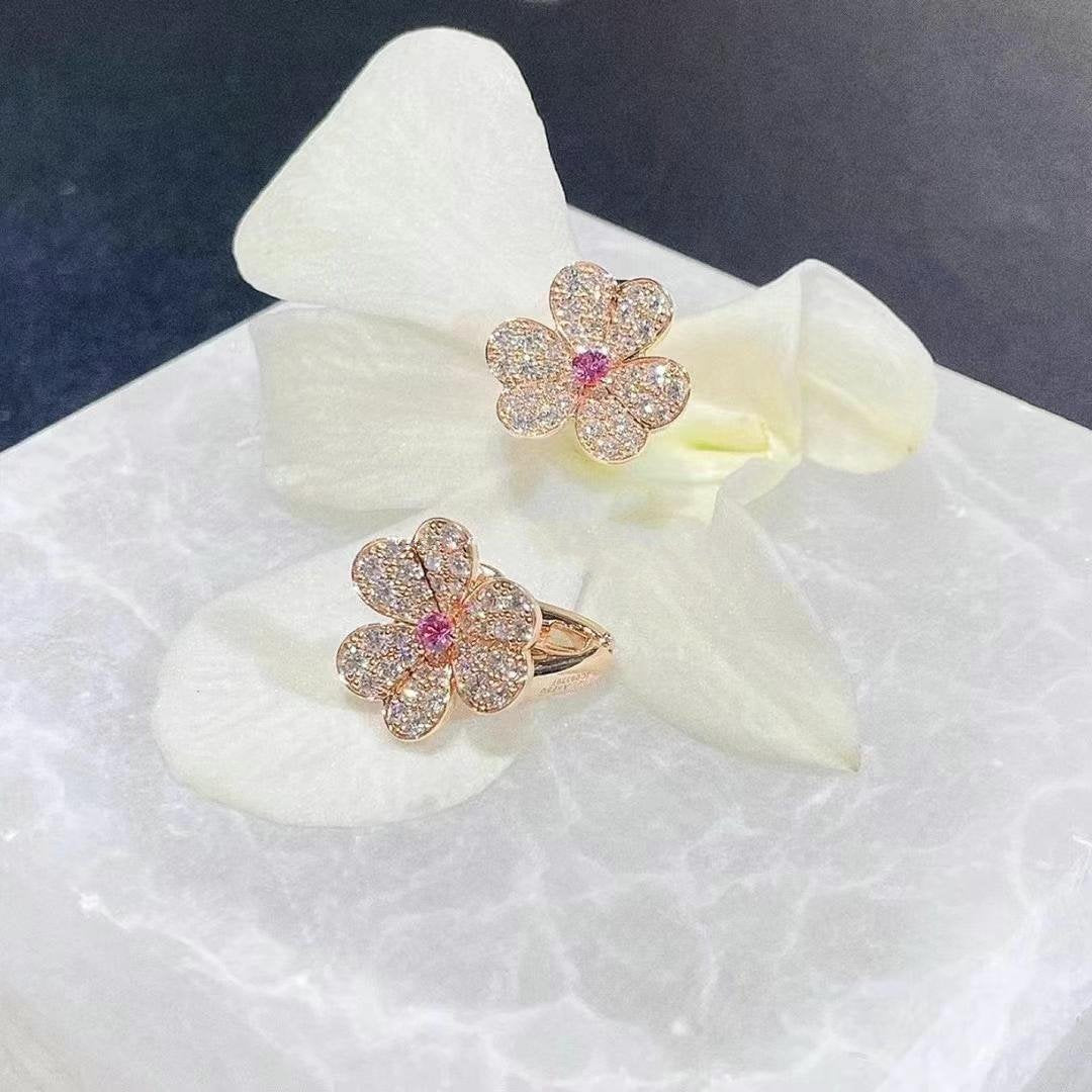 [Aurora]FRIVOLE PINK GOLD FLOWER DIAMOND EARRINGS