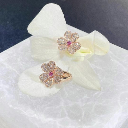 [Aurora]FRIVOLE PINK GOLD FLOWER DIAMOND EARRINGS