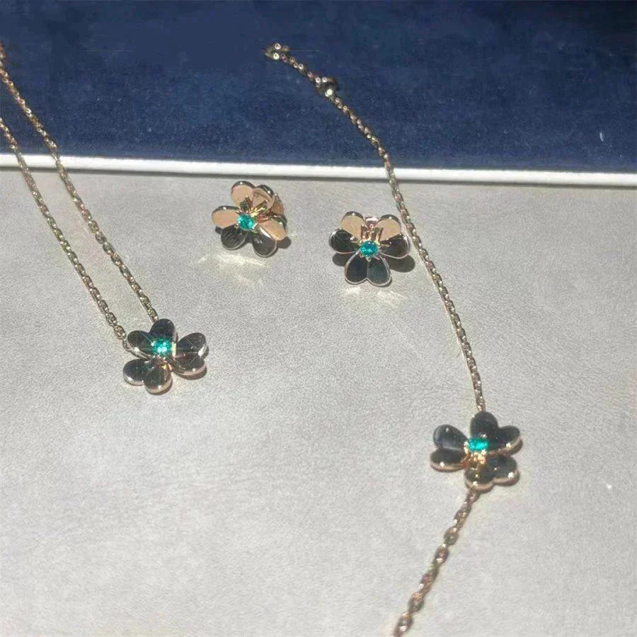 [Aurora]FRIVOLE  FLOWER MALACHITE EARRINGS