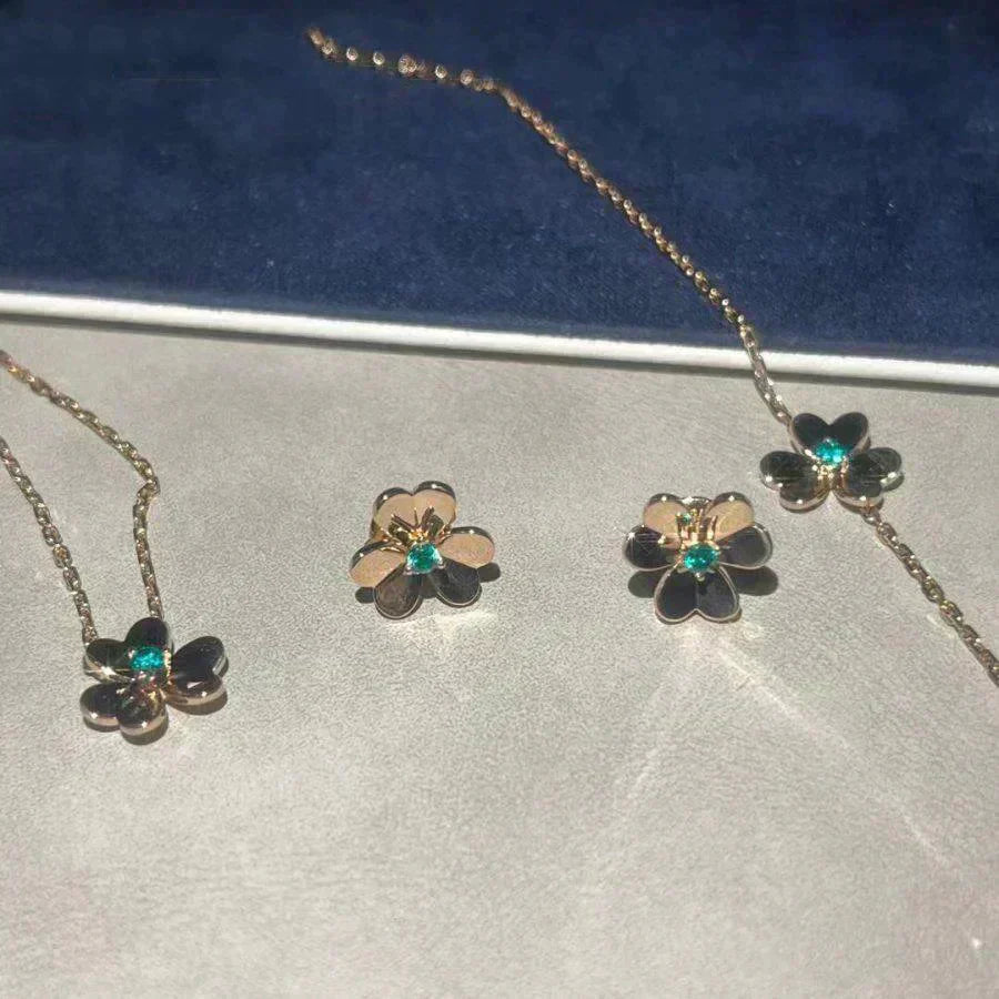[Aurora]FRIVOLE  FLOWER MALACHITE EARRINGS