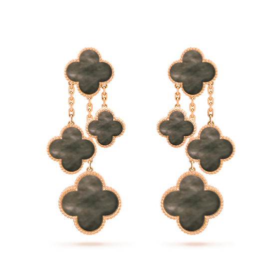[Aurora]CLOVER EARRINGS DARK MOP 4 MOTIFS ROSE GOLD