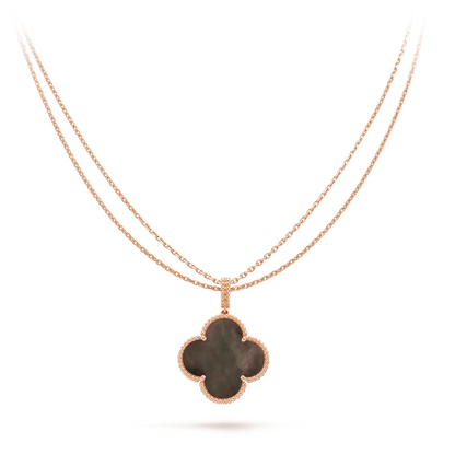 [Aurora]CLOVER 25MM GOLD DARK MOP BIG CLOVER NECKLACE