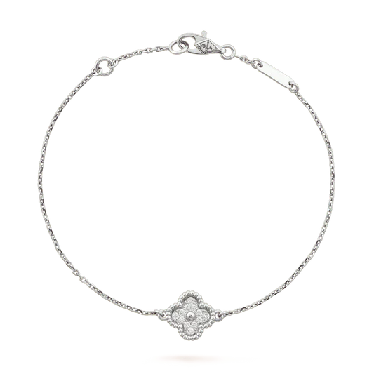 [basloveJW]CLOVER EINZELNE BLUME ARMBAND SILBER