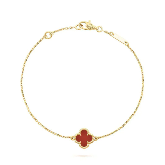 [Aurora]CLOVER  CARNELIAN SINGLE FLOWER BRACELET