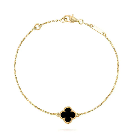 [basloveJW]KLEE-ONYX-ARMBAND MIT EINZELNER BLUME