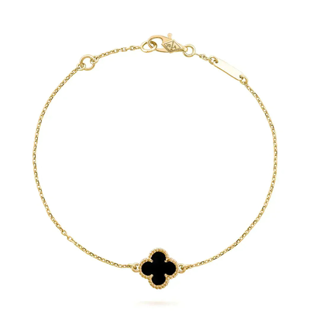 [Aurora]CLOVER ONYX SINGLE FLOWER BRACELET