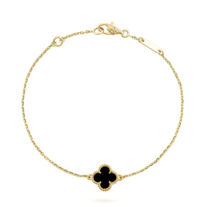 [Aurora]CLOVER ONYX SINGLE FLOWER BRACELET