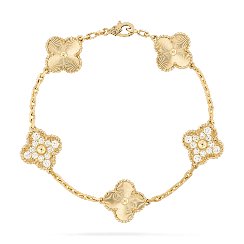[AURORA]CLOVER BRACELET 5 MOTIFS GOLD DIAMOND
