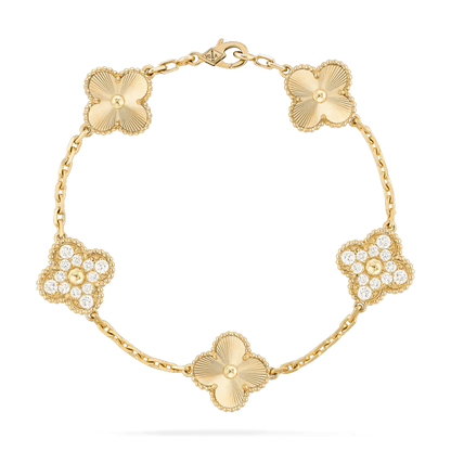 [AURORA]CLOVER BRACELET 5 MOTIFS GOLD DIAMOND
