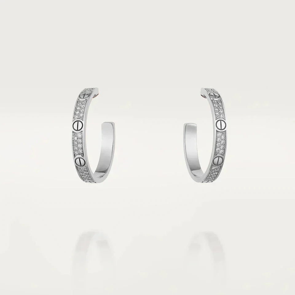 [Aurora]LOVE DIAMOND SILVER HOOP EARRINGS