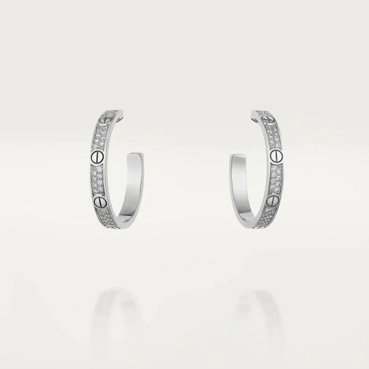[Aurora]LOVE DIAMOND SILVER HOOP EARRINGS