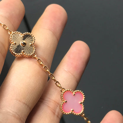[Aurora]CLOVER BRACELET 5 MOTIF PINK AND PINK GOLD