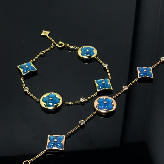 [Aurora]STAR AND SUN 4 MOTIF BLUE BRACELET