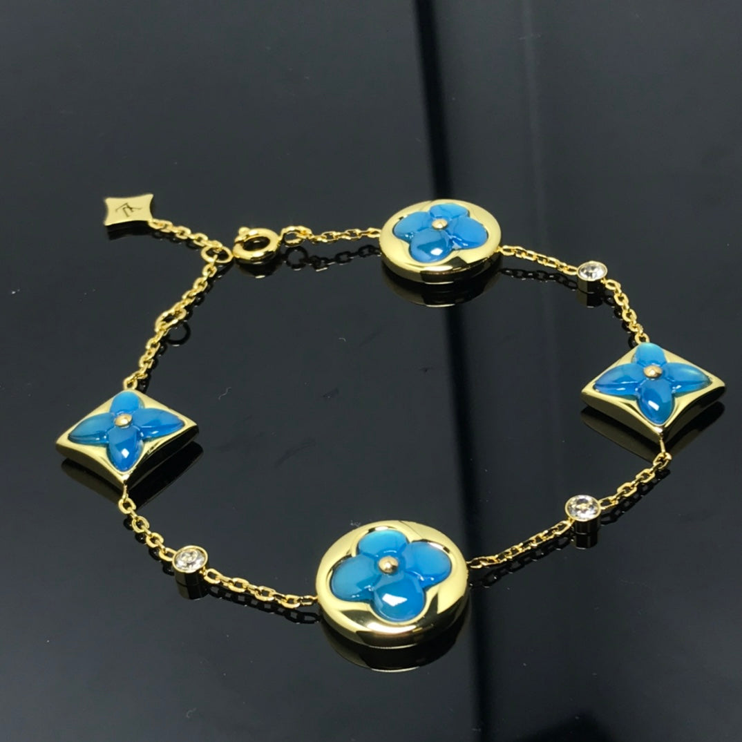[Aurora]STAR AND SUN 4 MOTIF BLUE BRACELET