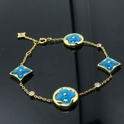 [Aurora]STAR AND SUN 4 MOTIF BLUE BRACELET