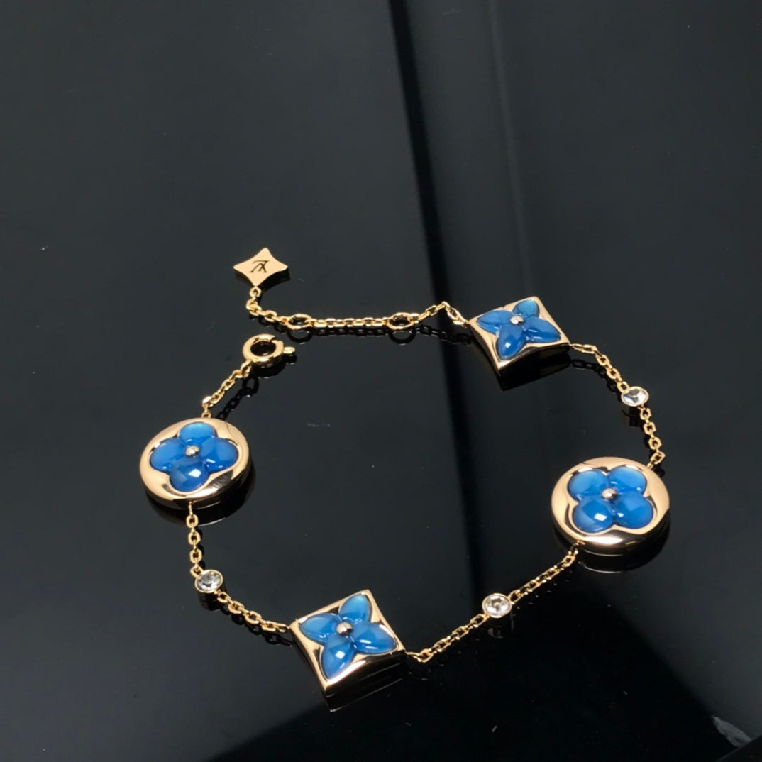 [Aurora]STAR AND SUN 4 MOTIF BLUE BRACELET