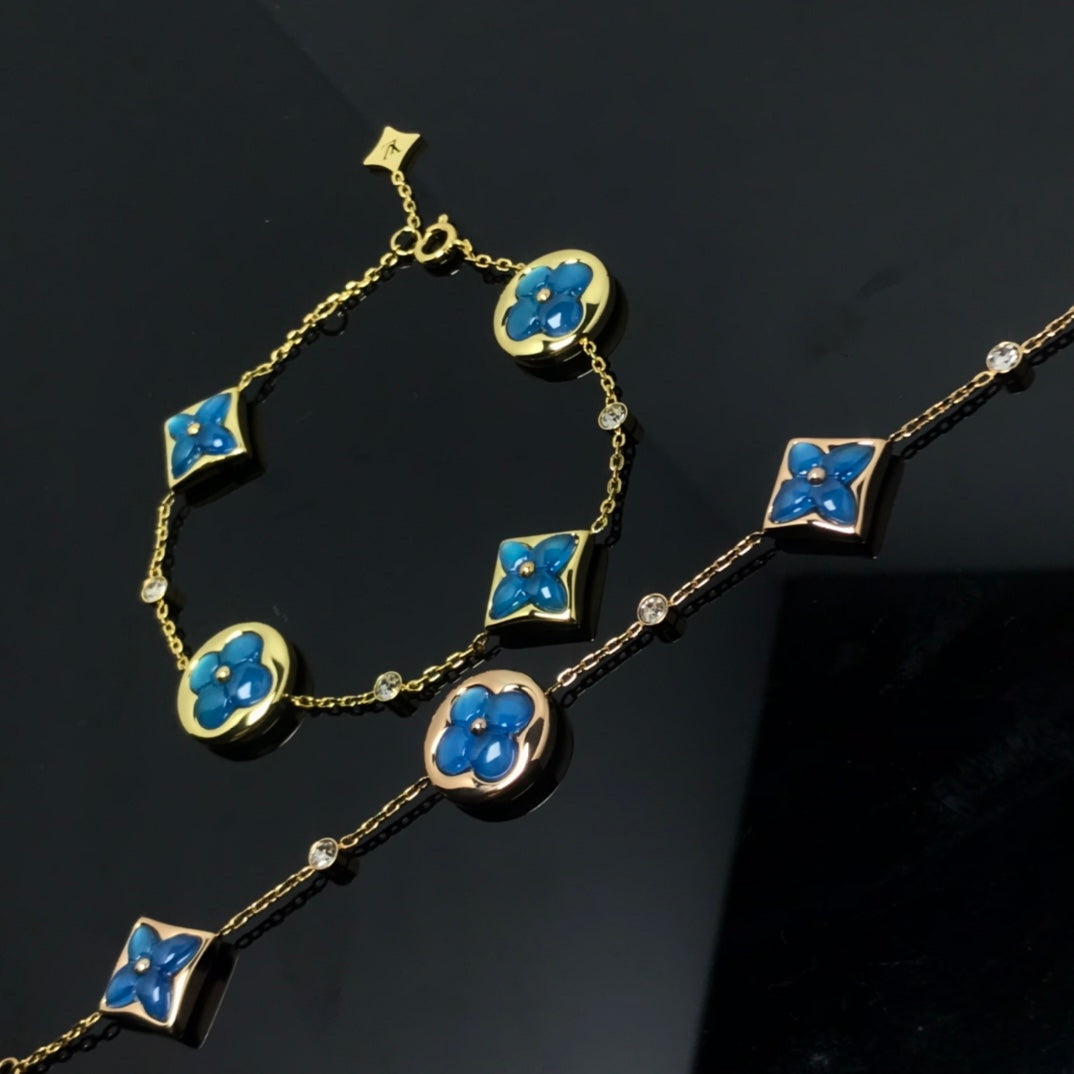 [Aurora]STAR AND SUN 4 MOTIF BLUE BRACELET