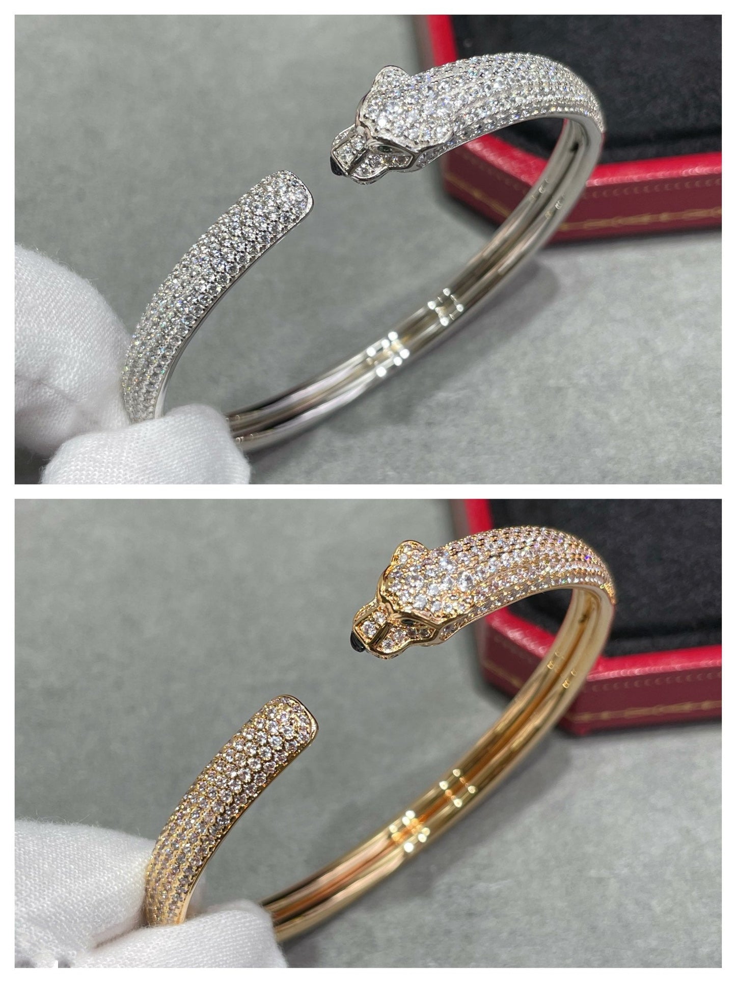[Aurora]PANTHERE FULL DIAMOND OPEN BRACELET