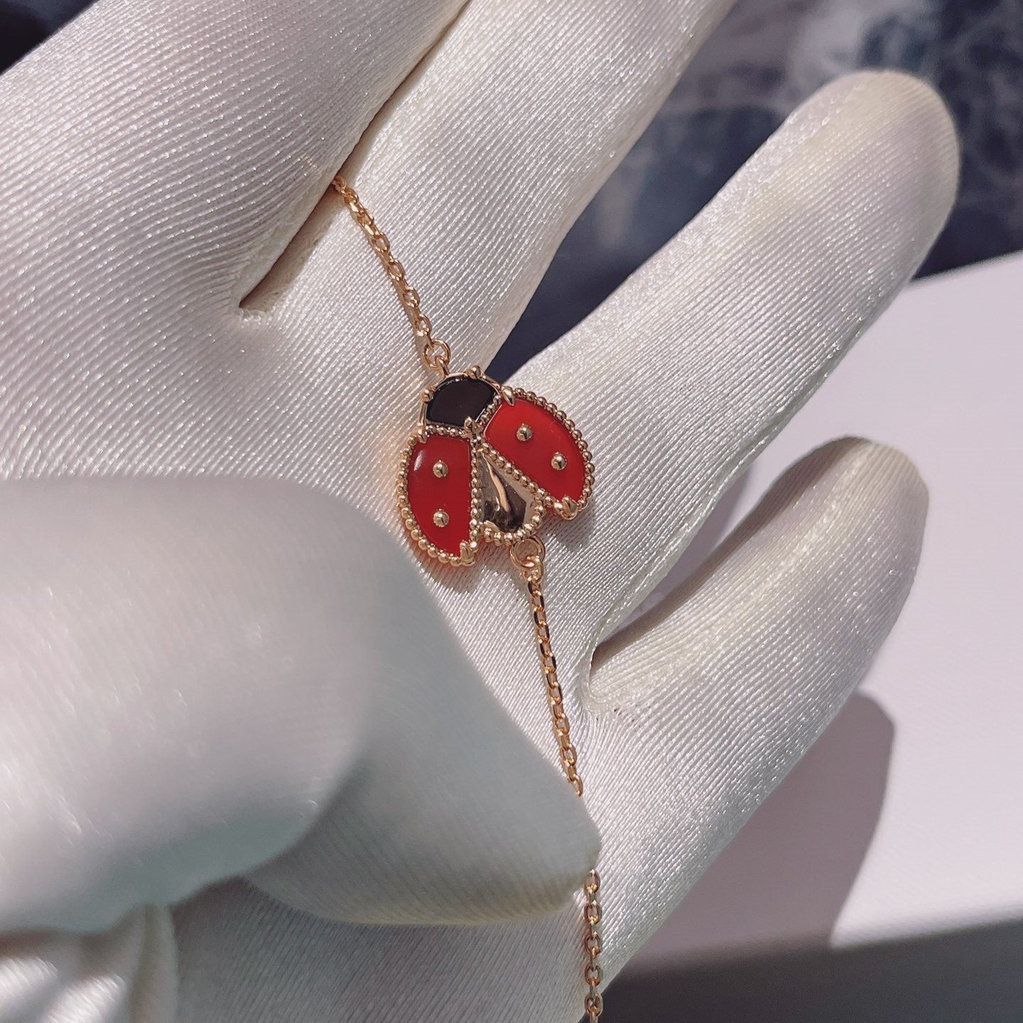 [Aurora]LUCKY SPRING 1 MOTIF PINK GOLD BRACELET