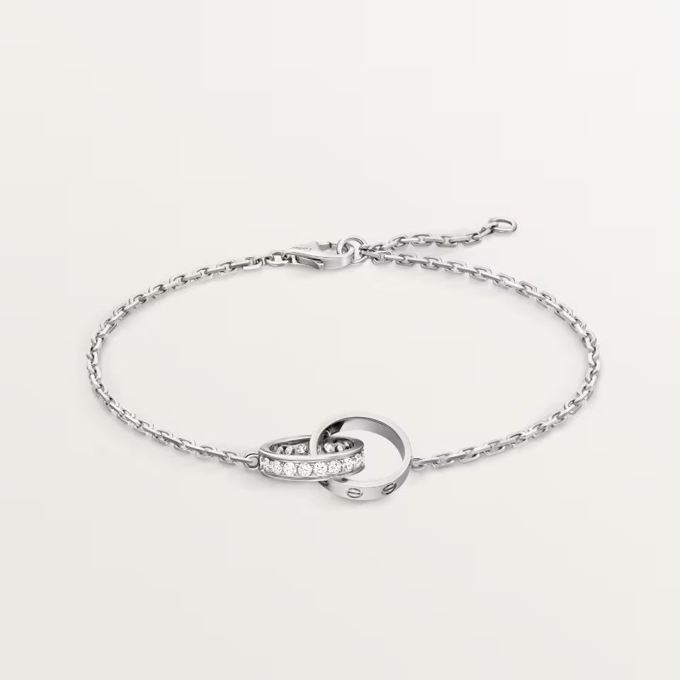 [AURORA]LOVE DOUBLE RING HALF DIAMOND BRACELET