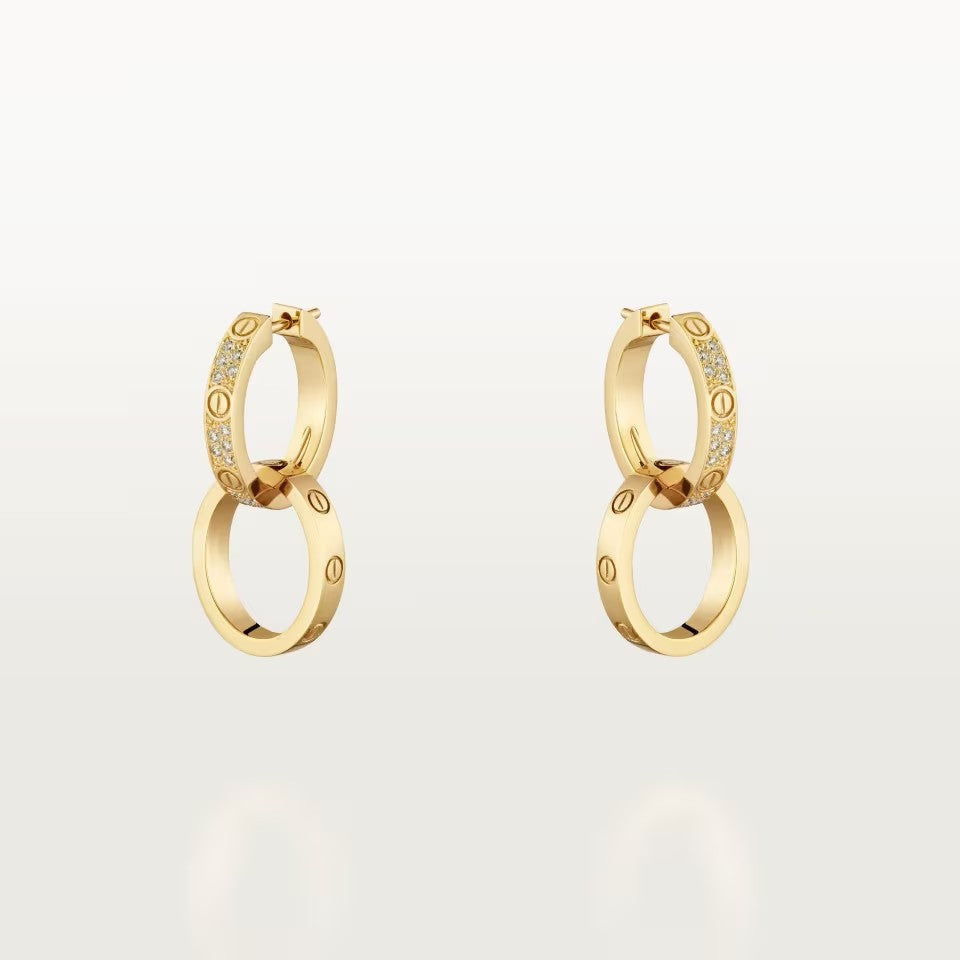 [AURORA]LOVE 3.3MM DANGLE HALF DIAMOND EARRINGS