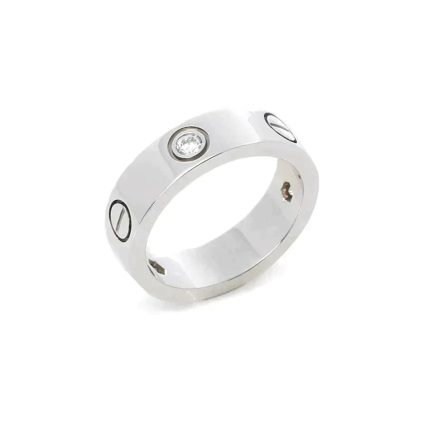 [AURORA]LOVE RING 5.5MM 3 DIAMONDS SILVER