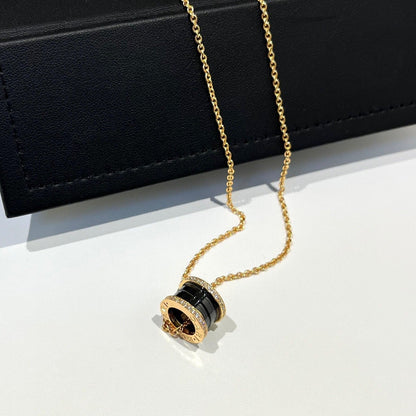 [Aurora]ZERO 1 BLACK CERAMIC DIAMOND PINK GOLD NECKLACE